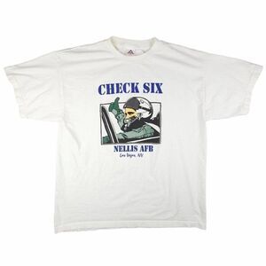 Vintage Nellis Air Force Base T Shirt Mens Size 2XL 90s Check Six Pilot Military